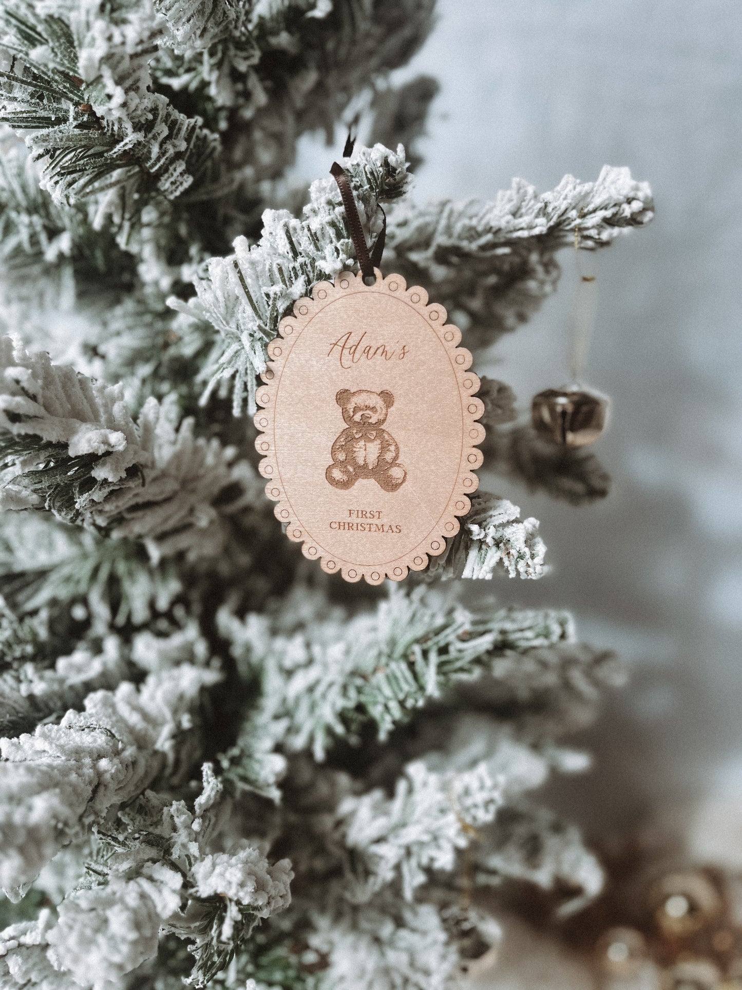 Vintage Baby’s First Christmas Ornament with Bear