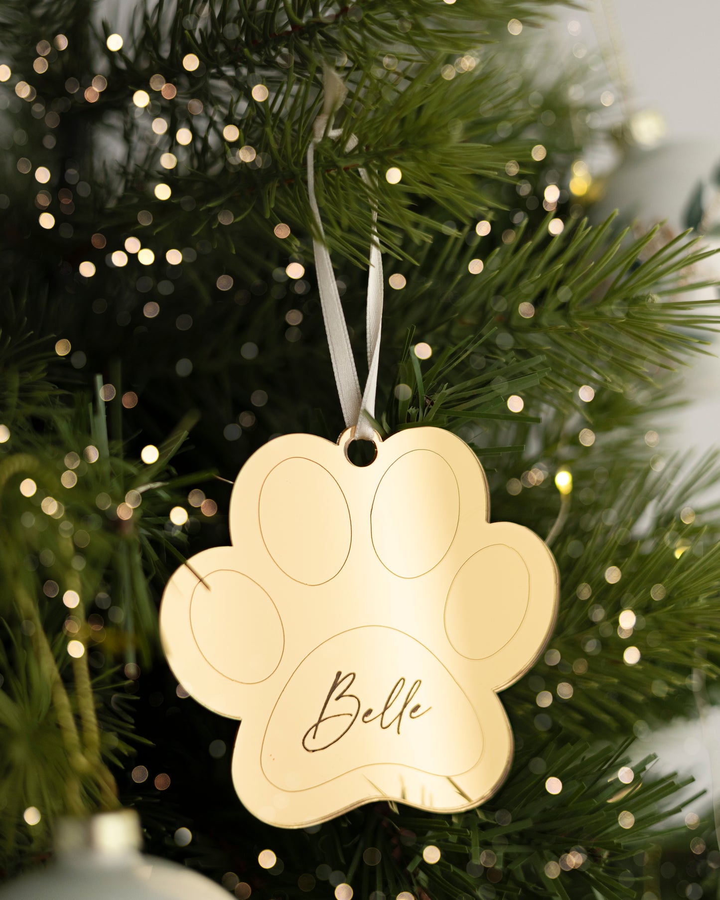 Engraved Paw Print Ornament