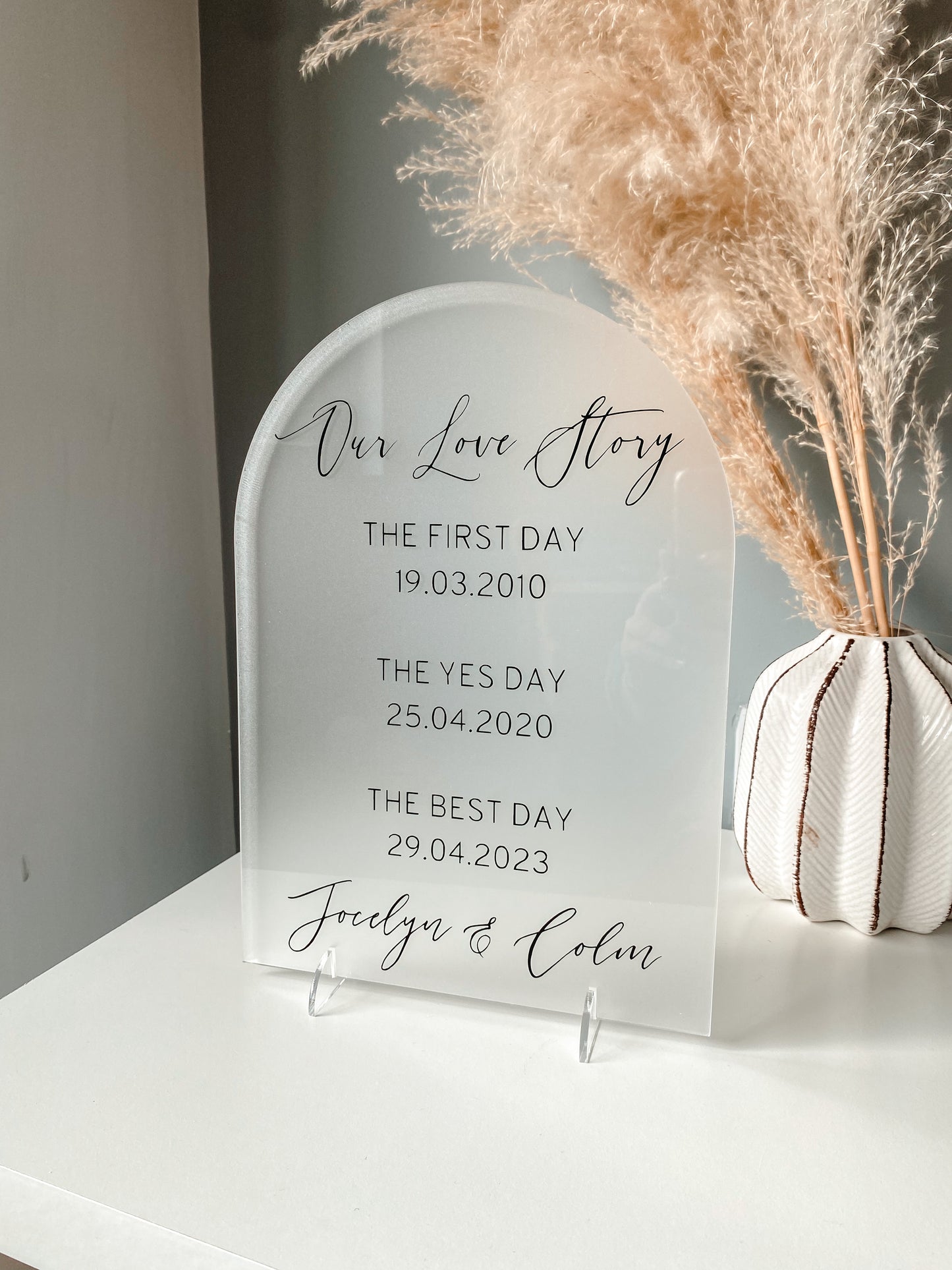 Frosted Arched Love Story Sign
