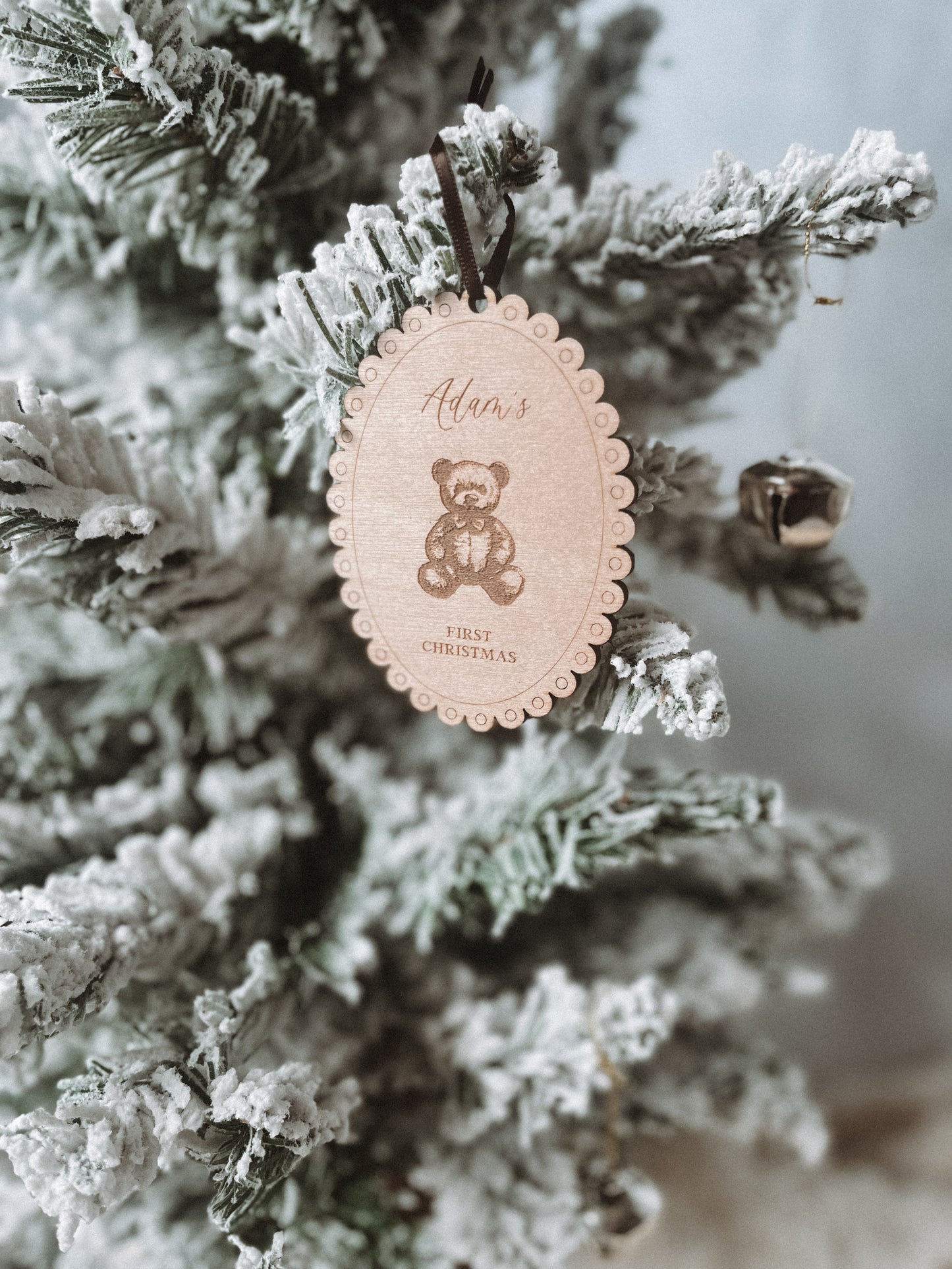 Vintage Baby’s First Christmas Ornament with Bear