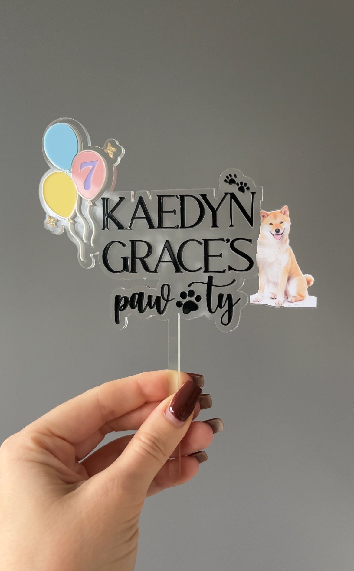 “Pawty” themed cake topper