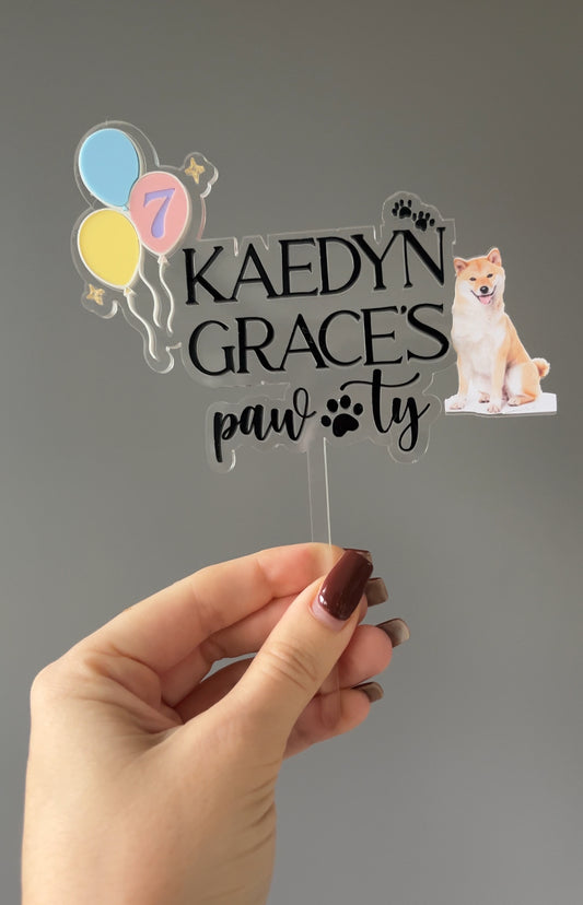 “Pawty” themed cake topper