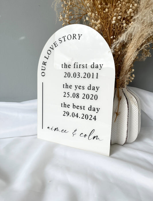 Arched Love Story Sign