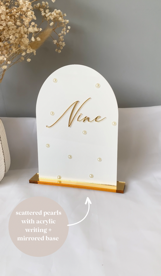 Scattered Pearl Table Numbers