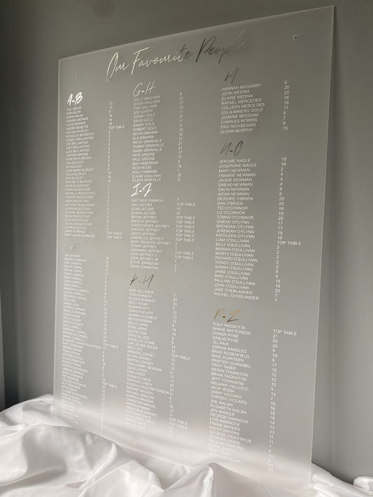 Frosted Seating Chart