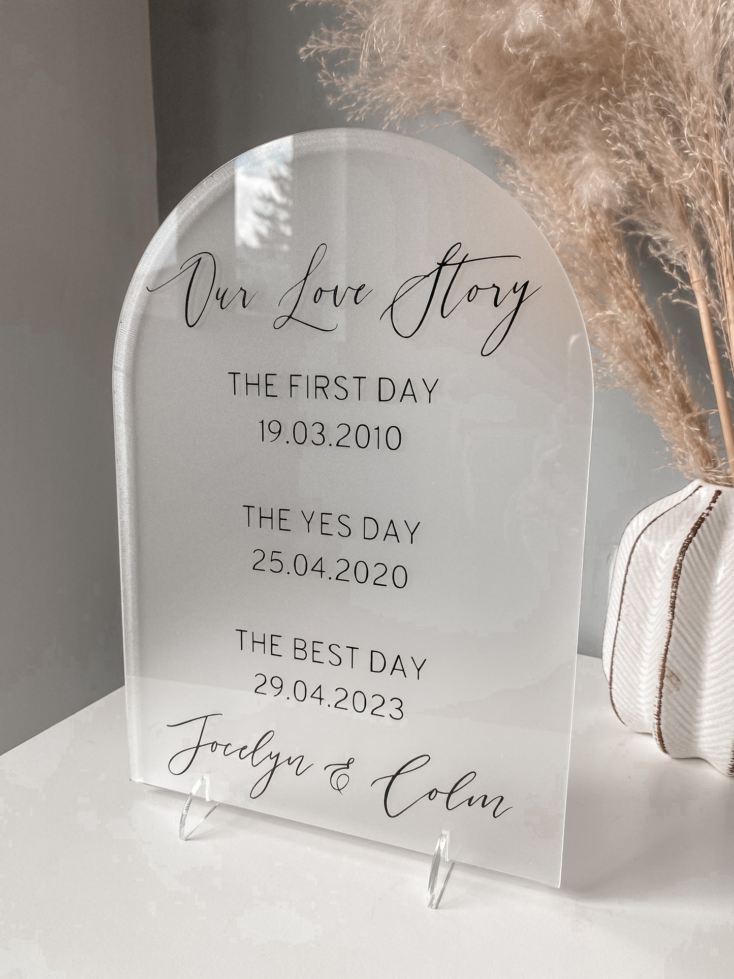 Frosted Arched Love Story Sign